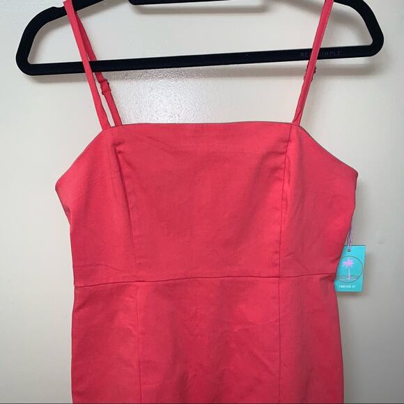 NWT Forever 21 Hot Pink Fitted Bodycon Sleeveless Mini Dress Size: Large - Picture 3 of 10